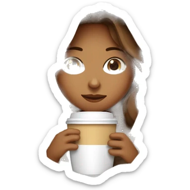brown-haired girl inside a blanket sipping coffee eyes closed sticker