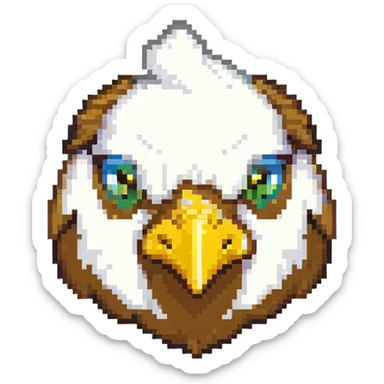 ultra-minimal blocky chicken head emoji with only 2 large square pixels: one white for the head, one yellow for the beak, extremely simple and abstract, matching Minecraft palette sticker