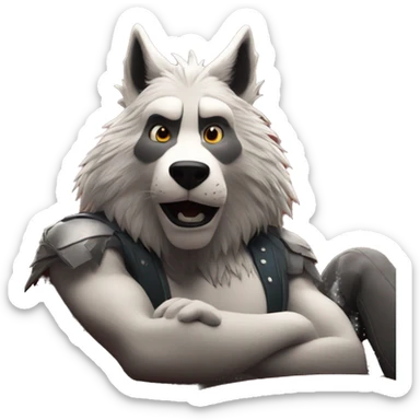 lobo en el cine viendo una pelicula sticker