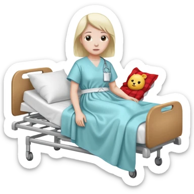 person sick in hospital bed sticker