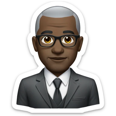 deon sanders with small round face and suit and glasses and buzz cut and small eyes and over 50 small gray bearded receding hairline and small black eyes and wrinkled forehead sticker