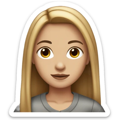 brown straight middle part hair-white  girl sticker