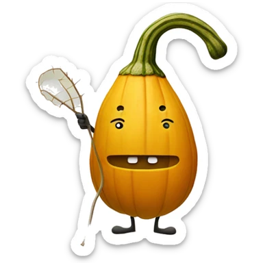 a squash with stick figure arms and legs and a smiley face  sticker