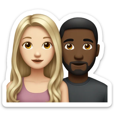 White girl with straight hair and her dark boyfriend with wavy hair sticker