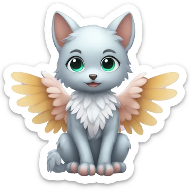 Anthro shy cute kawaii winged animal hybrid full body sticker