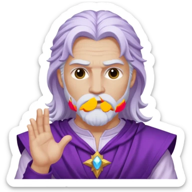 Jupiter, Thunder God from Rome Mythology with long white hair, purple and white outfit sticker