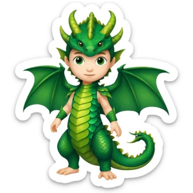 child getup like a dragon, full body. sticker