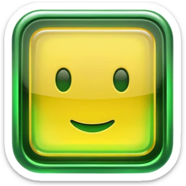 A glowing neon square in shades of yellow and green, transparent background sticker