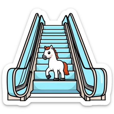 Horse at bottom of escalator  sticker