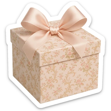 Elegant Rococo pale pink ditsy floral gift box , remove background sticker