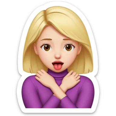 Create a girl crossing her arms around her neck with her Tounge out  sticker