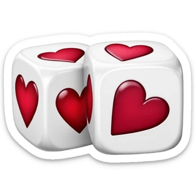 two dices in with burgundy red heart details sticker
