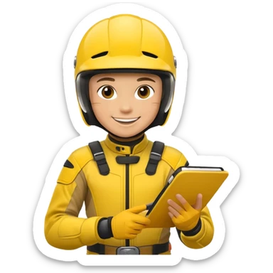 dirtbike rider in yellow gear signing autographs sticker