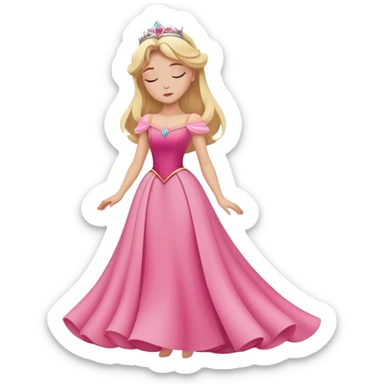 full body Sleeping Beauty Aurora with pink dress, blonde hair, minimal style sticker