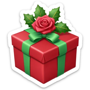 christmas gift with mistletoe magic color and peppermint rose color bow sticker