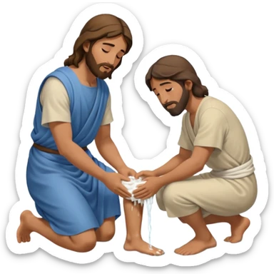 JESUS WASHING DISCIPLES FEET 2 MEN sticker