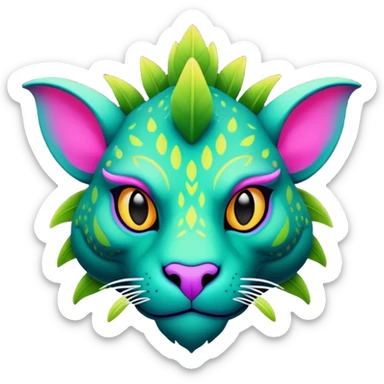 Tropical futuristic lush cool edgy neon Fionbri-Vernid-ET-creature (full body) sticker