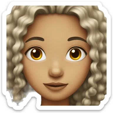a girl with light skin and black curly hair sticker