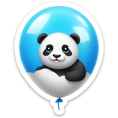 Balão formato de panda com a cor azul, bexiga com cordinha  sticker