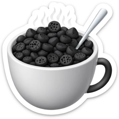 a cup filled with smooth black lava stones for perfuming the ambient sticker