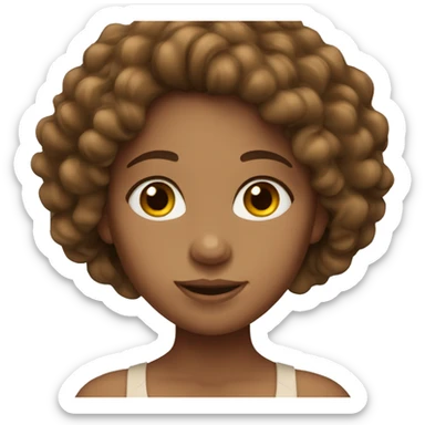 Tan skinned girl with  long brown curly hair sticker