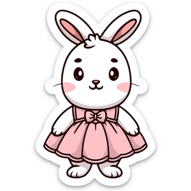 cute bunny in fancy evening dress or gown sticker