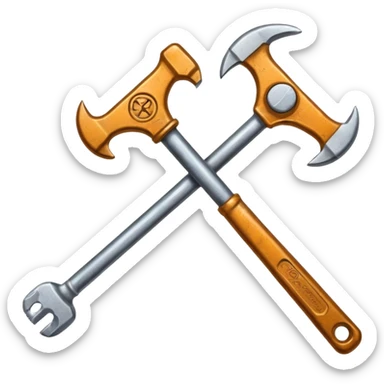 consturction spanner and hammer in a form of cross sticker