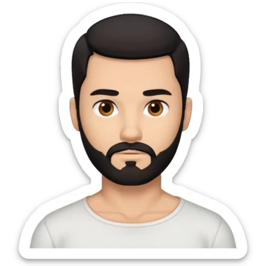 A man with black eyes. With a black beard and medium smooth hair. with the neck without clothes sticker