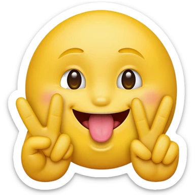 A yellow emoji face sticking it’s tongue between it’s fingers making a peace sign sticker