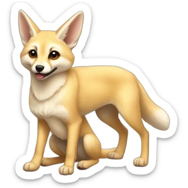 A fennec and a labrador playing sticker