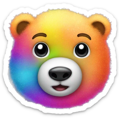 Cute bear stuffed animal, rainbow fur, colorful, neon, bright, sparkle sticker