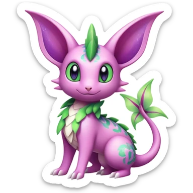 Shiny Exotic Cute Adorable Majestic Ethereal Sparkly Flygon-Espeon-Meganium-Shaymin-Hybrid-Creature with pattern-markings sticker