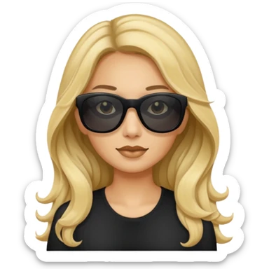 an olive tan woman with long, wavy blonde hair wearing skinny black rectangular sunglasses sticker