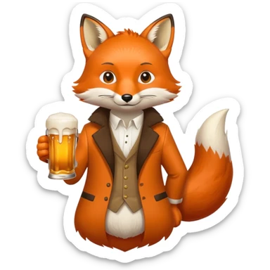 Un renard style manga qui tien une bierre marqué pmusama sticker