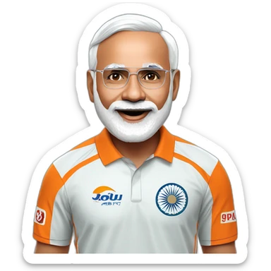 hyper realistic narendra modi in indian cricket team jersey doing cristiano ronaldo's celebration 'siuuu' sticker