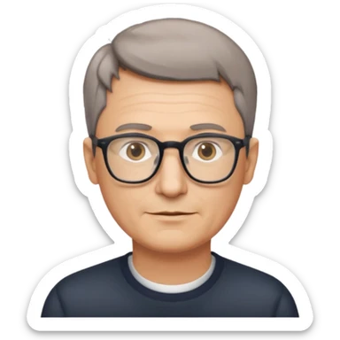 hombre, 50 años pelo poco rapado delgado con gafas sticker