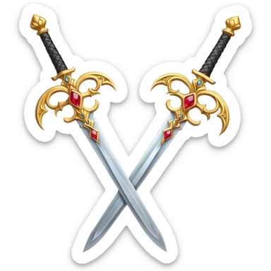 Two golden fiery royal crossed swords sticker