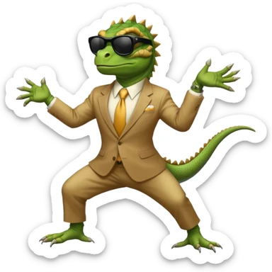 capitalist iguana banker godfather with black sunglasses breakdance sticker