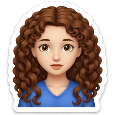 crée moi une jeune fille très belle avec les cheveux bouclés long brune sticker