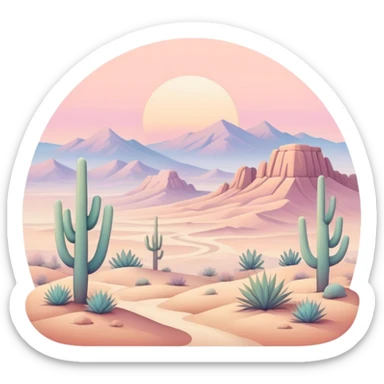 pastel boho desert landscape  sticker