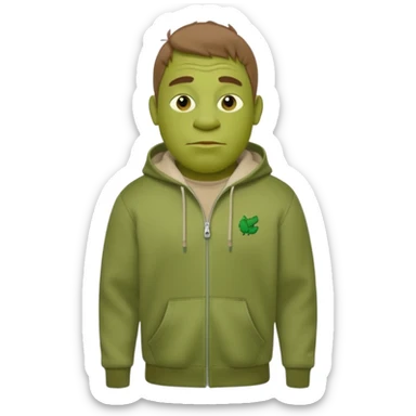 Shrek en tn avec une cagoule un jogging Lacoste avec un pull CP company sticker