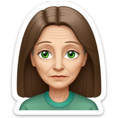 Pretty older woman with green eyes and long straight Ash-brown hair and long face  sticker