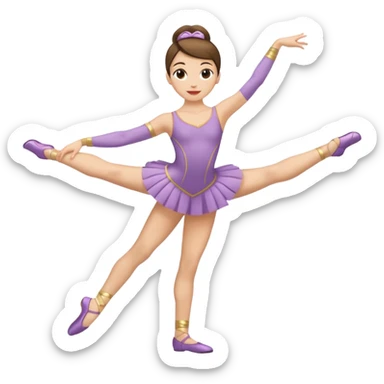 Una chica con vestuario de bailarina con las piernas flexionadas, el dedo índice en la boca, el tren superior inclinado hacia la izquierda y con la cadera proyectada hacia la izquierda sticker