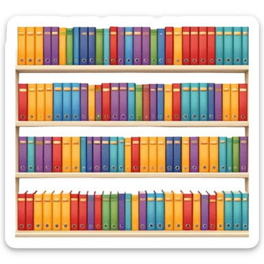 zoomed-in rows of colorful books on a shelf sticker