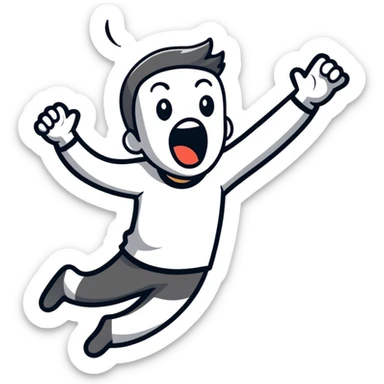 person with head thrown back, screaming with excitement, pure joy, expressive face sticker