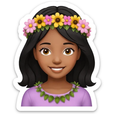  black daughter with black hair emoji sticker