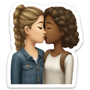 Girl kissing another girl sticker