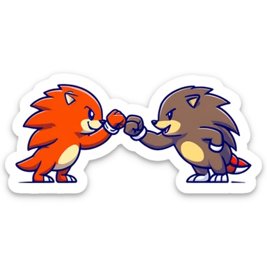 Sonic the Hedgehog and Knuckles the Echidna fist bumping sticker