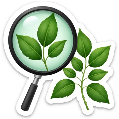 eine Pflanze mit einer Lupe kontrolliert bzw gecheckt wird ohne mensch sticker