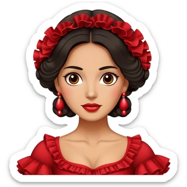 Spanish woman with dark hair wearing traditional flamenco dress sticker